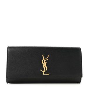 Saint Laurent Grain De Poudre Monogram Cassandre Clutch Black